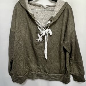 Lace-Up Hoodie Sweater